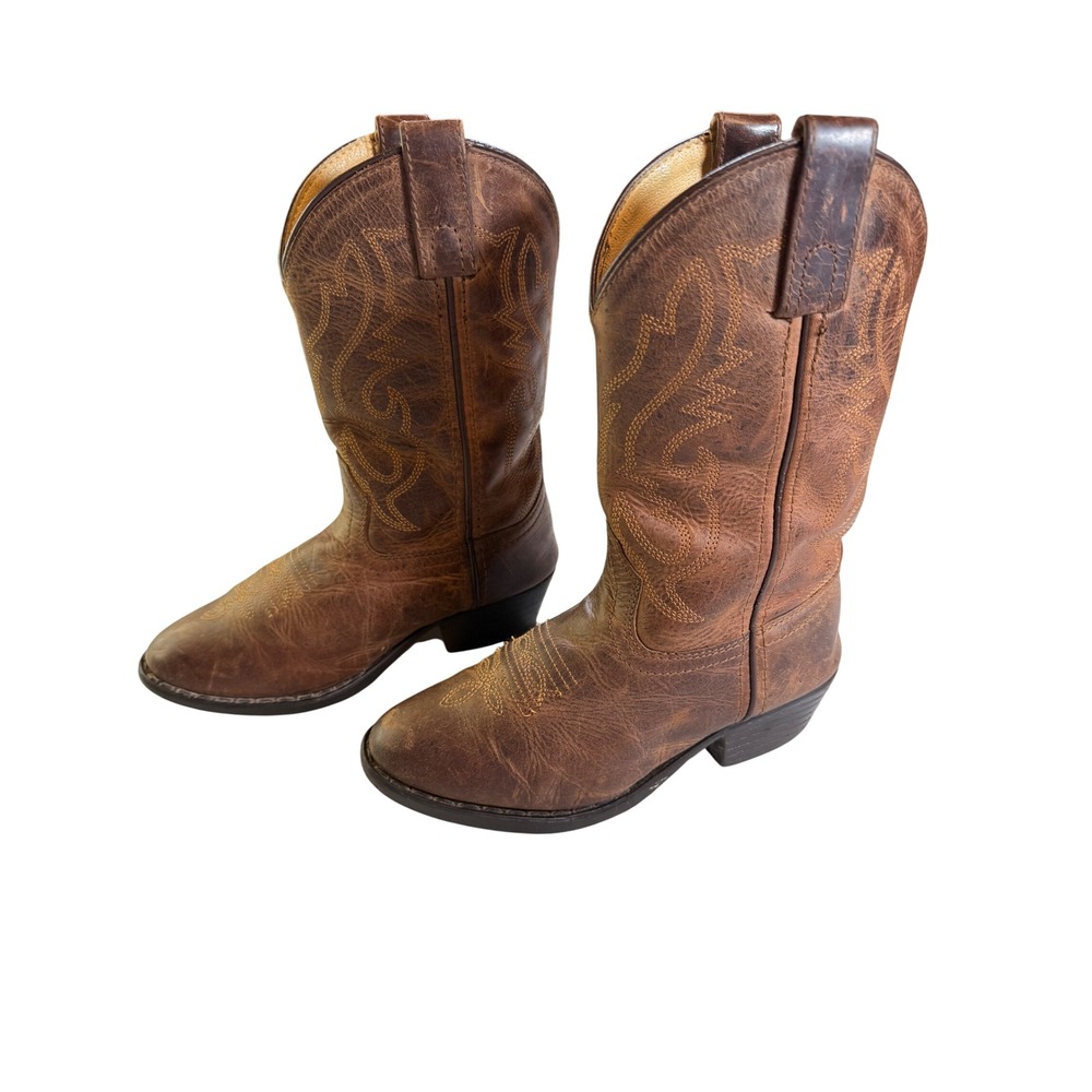 Cody James Cowboy Boots Boys Size 1 Brown Leather Western Cowboy Rodeo Country